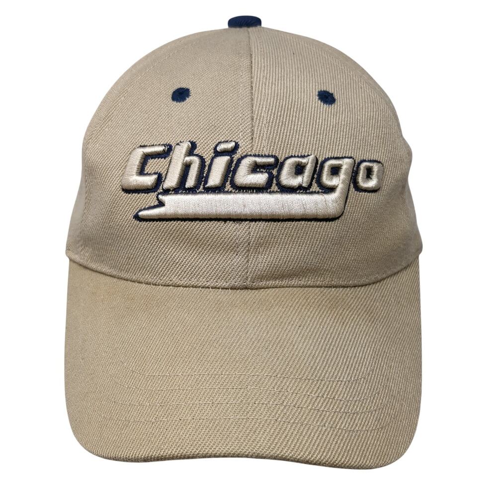Chicago Strapback Hat Beige One Size Embroidered Adjustable 6 Panel